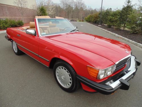 1989 mercedes benz 560 sl 8,628 miles !!! signal red/palomino time capsule car