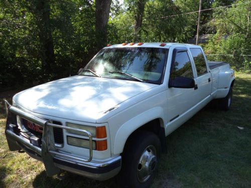 1996, gmc, sierra, sle, 3500, crew cab, 4x4, 454, ac,  at, pw, pl, tw, white,