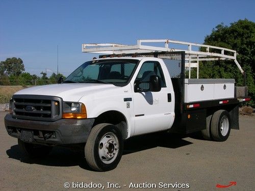 Ford f450 super duty flatbed utility truck 7.3l turbo manual 5 speed a/c cold