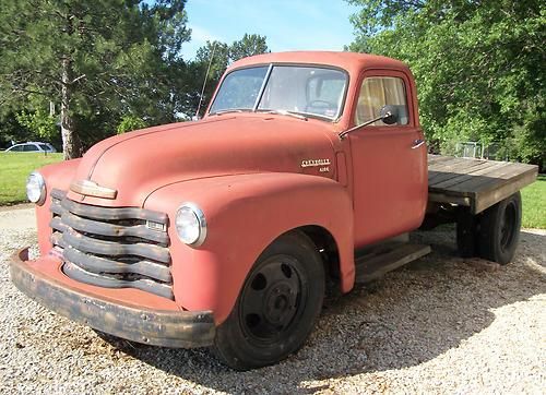 Vintage 1949 red chevy chevrolet 1 1/2 ton 4100 pick up truck ~216  6 cyl engine