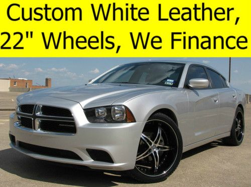 2012 dodge charger with custom two tone leather &amp; suede seating, 22 inch wheels