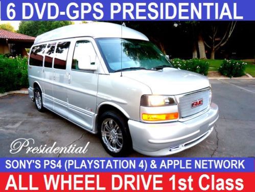 First class presidential, awd, 6 tv-dvd, 26&#034; tv, gps,rvc, custom conversion van