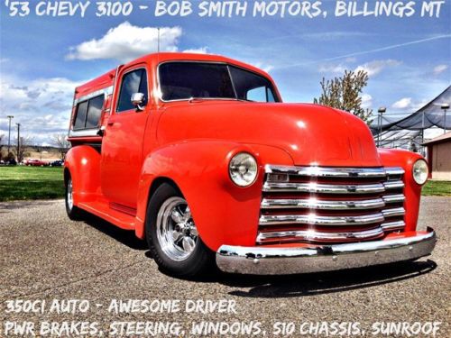 1953 chevrolet 3100 pickup truck street rod 350 auto orange w/ custom topper