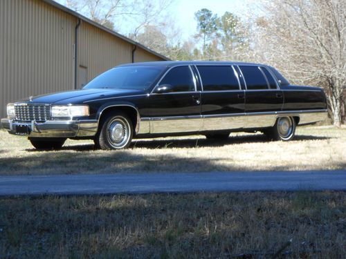 1995 cadillac fleetwood limousine. black leather 50 inch stretch miller meteor