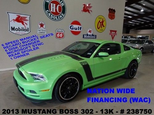 13 mustang boss 302,#1347,6 speed trans,sync,car cover,19in whls,13k,we finance!