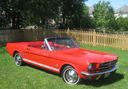 1965 ford mustang convertible red on red 3 speed white top former trophy winner
