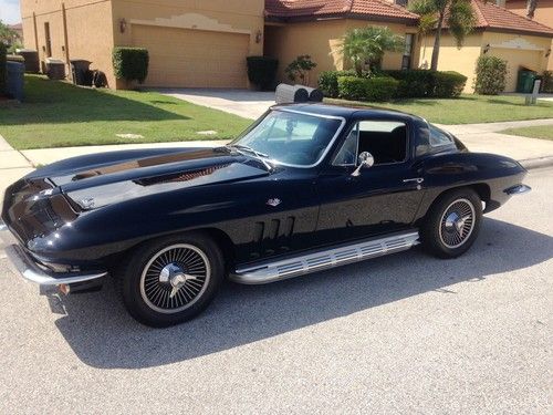 1966 corvette coupe black 4spd 327/300 matching #'s side pipes knockoff wheels