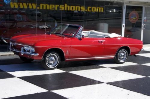 1965 corvair convetible red with white interior auto