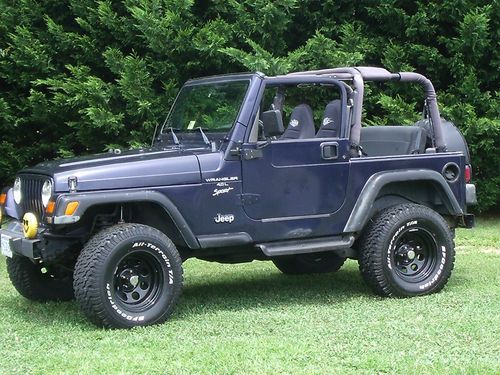 1999 jeep wrangler sport 2.5l, 4wd, v6, blue, 2 inch lift, hard top, automatic