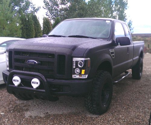 Matte black '08 ford f350 xl only 62k miles supercab 4x4 8' bed halo low reserve