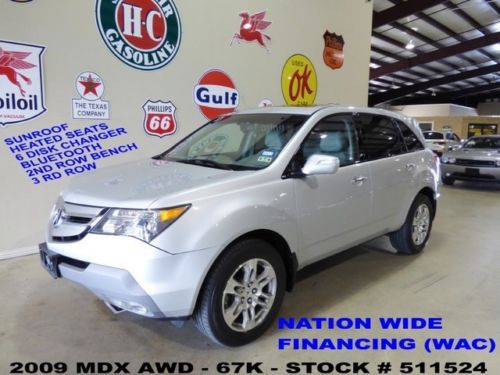 09 mdx awd,sunroof,heated leather,6 disk cd,b/t,3rd row,18in whls,67k,we finance