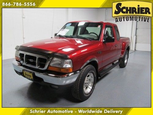 2000 ford ranger xlt 4 door supercab red 4x4 automatic bed liner trailer hitch