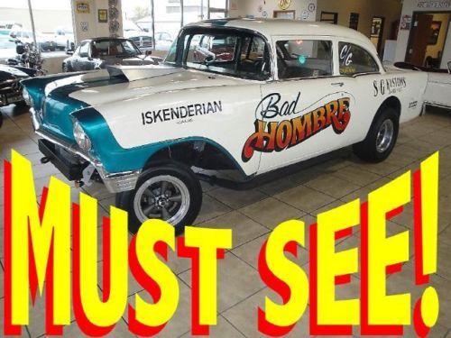 Fully restored 1956 chevy 2-door nostalgic gasser with race history 55 57 lqqk!