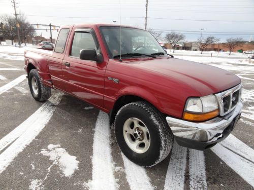 Beautiful maroon 1999 ford ranger xlt flareside 4x4 locking hubs awd new tires!