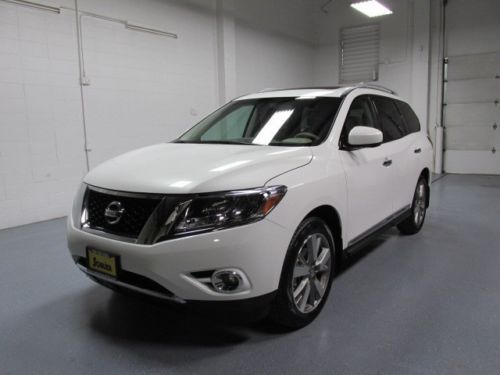 2014 nissan pathfinder platinum 4wd white dual moonroof hitch receiver 7 pass
