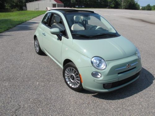 2012 fiat 500c pop cabrio light green, low miles as new factory warranty