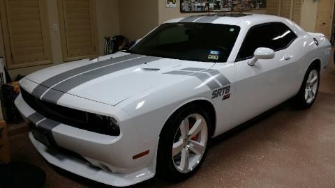 2012 dodge challenger srt 8  6 speed white with silver stripes