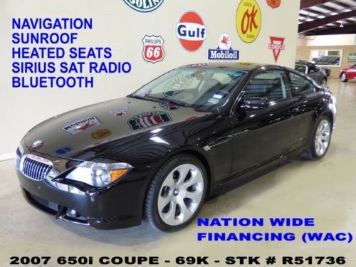 2007 650i coupe,automatic,sunroof,nav,htd lth,logic 7,19in whls,69k,we finance!!