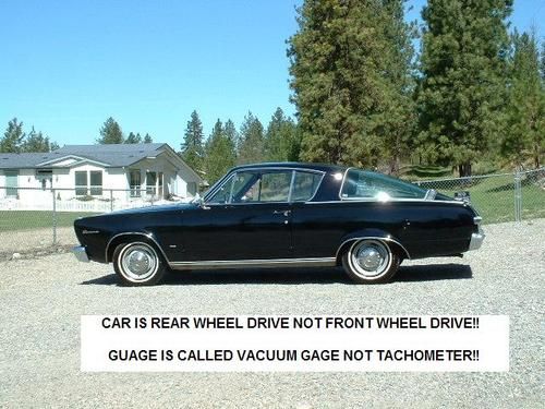 1966 plymouth barracuda! black on black! 273 v8 low miles! one owner! nice!!!!