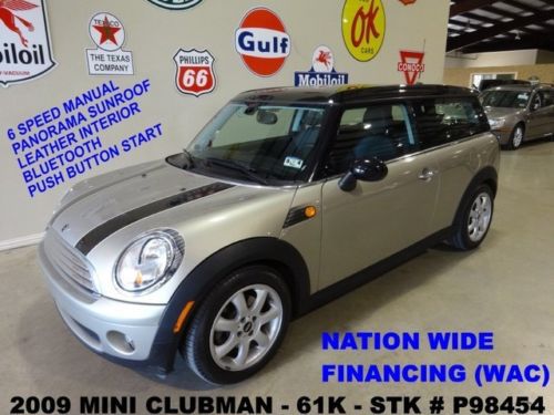 2009 copper clubman,6 speed trans,pano roof,leather,b/t,16in whls,61k,we finance