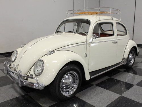 Restored in white over red, roof rack, original drivetrain, must-see beetle!