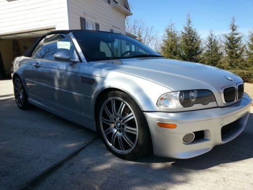 2002 bmw m3 convertible e46 6 speed manual silver with navy top!