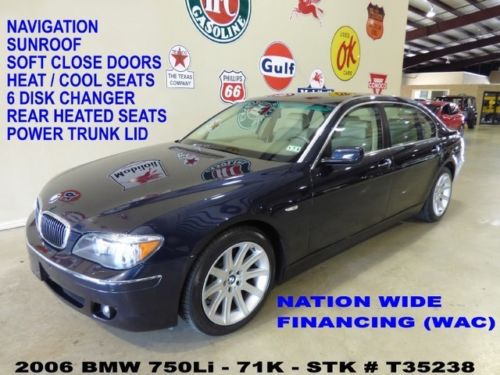 06 750li,sunroof,nav,htd/cool lth,logic 7,park sensors,19in whls,71k,we finance!