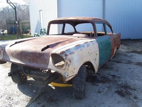 1957 chevy 2dr 150 series project black widow clone