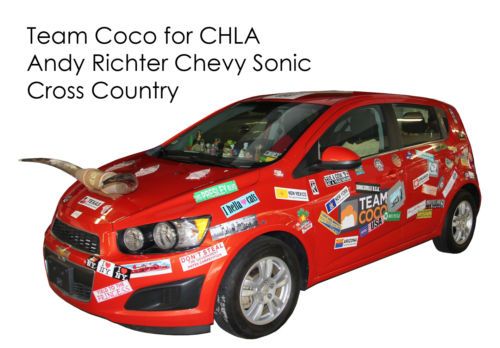 Team coco for chla andy richter chevy sonic cross country car