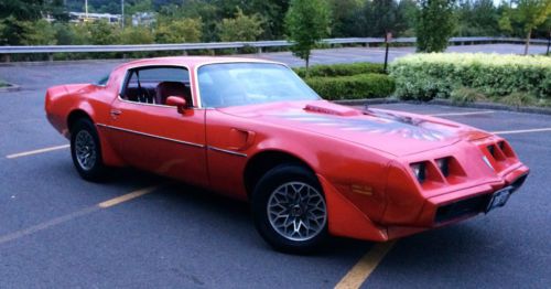 1979 trans am 403 6.6 litre #s matching v8 shaker hood rare red on red rust free