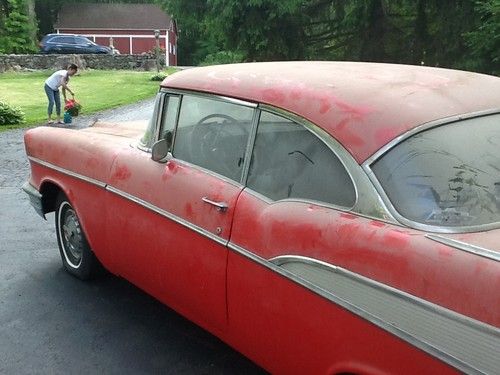 1957 chevy 2 door belair sport coupe. true barn find!
