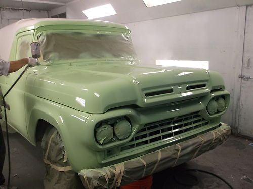 1960 ford f100 panel truck, green/white, restored