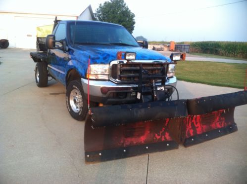 Powerstroke 7.3 2003 flatbed 4x4 with boss v snow plow new blue flame paint