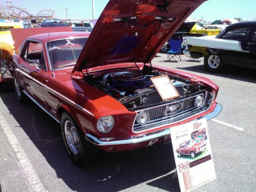 68 mustang g.t. coupe 390-2v candyapple red white c-stripe original  x-code