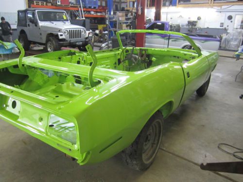 1970 barracuda convertible, factory limelite green grand coupe, just off rotise