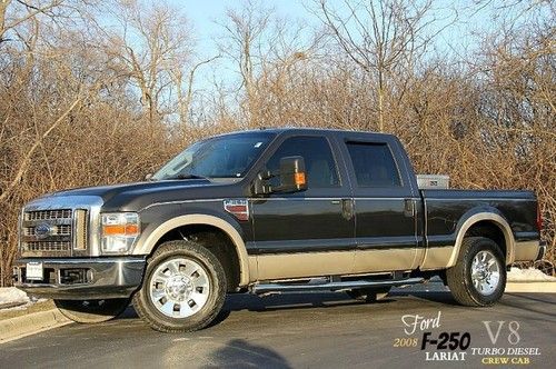 2008 ford f250 lariat crew cab 6.4 liter turbo-diesel leather dvd serviced! wow!