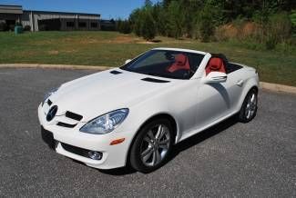 2010 slk 300 convertible white/red leather 19k miles warranty mint no reserve