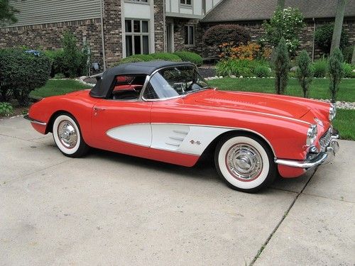 Corvette 1958 #s match,2 owners,red, lady owned 40yrs, nice driver, no reserve!!