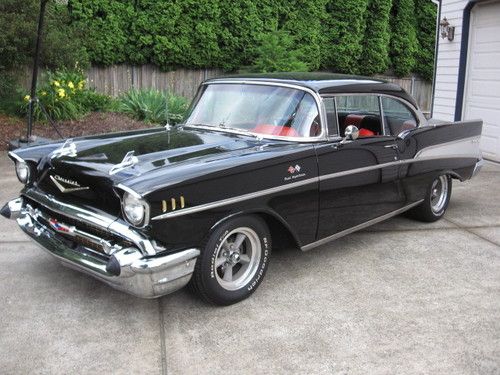 sell used 1957 chevrolet belair fi factory black with red black