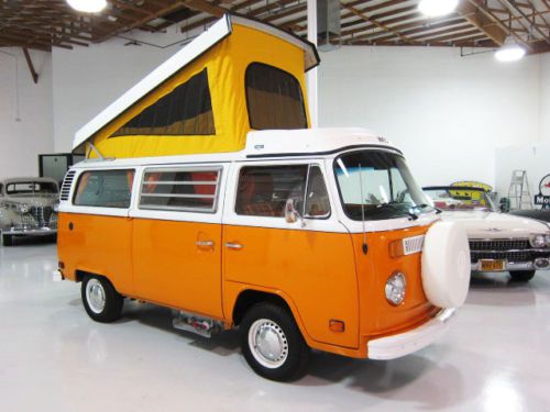 1974 vw westfalia pop top camper van - beautifully restored - rust free ca van!!