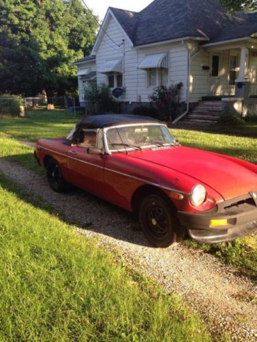 1974 mgb roadster convert., red, good condition, 1800 cc 4cyl 4 speed manual