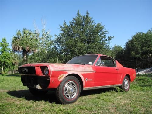 1966 ford mustang 2 + 2 fastback orig candy apple red paint solid body