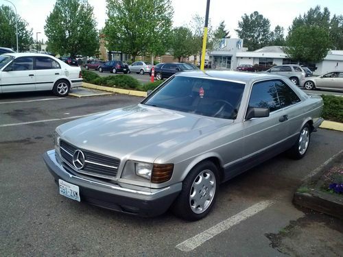 1985 mercedes benz 500 sec, smoke silver on cream/tan interior, upgraded wheels