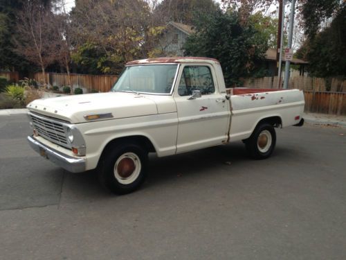 1969 ford f-100 short bed custom cab pickup 1 family owned ca black plate patina