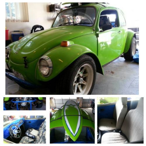 1970 vw beetle baja with matching surfboard