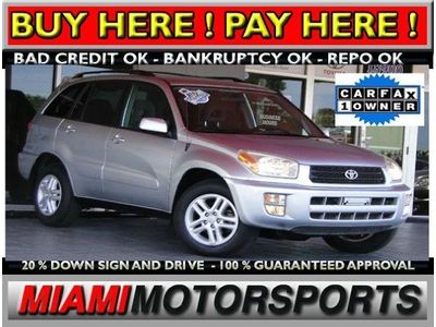 We finance '03 toyota suv low miles  1 owner gas saver alloy wheels clean carfax