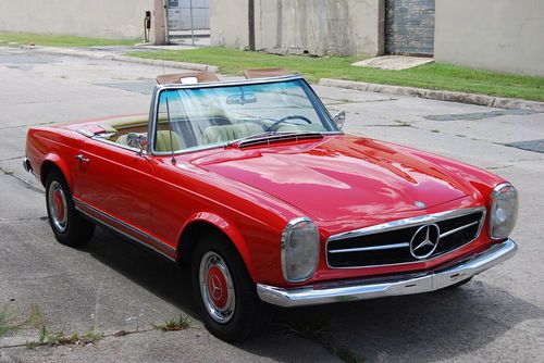 1966 mercedes 230sl pagoda roadster , euro-car, 4-speed, red/tan, km!, 129 pix *