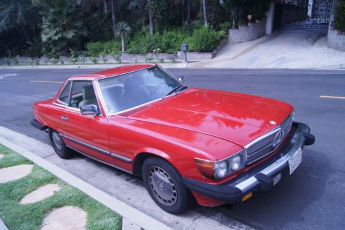 Mercedes benz 560sl 1989 convertible/hard top red on tan roadster 89 sl