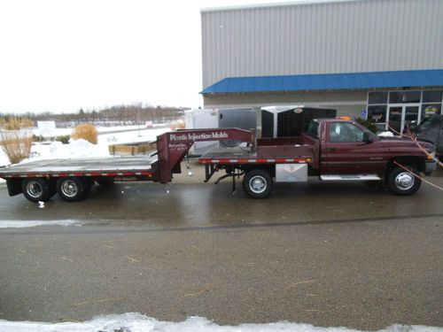 2001 dodge ram 3500 diesel flat bed 5speed loaded &amp; 2000 8x16 gooseneck trailer