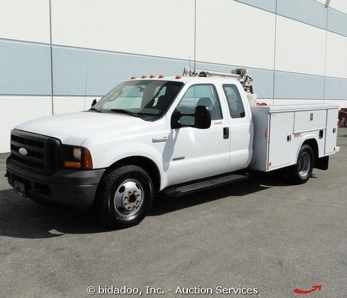 2005 ford f350 pickup truck xl utility 2,000 lb crane extended cab diesel
